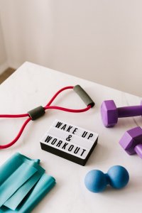 Workout equipment with wake up and work out on a light box
