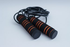 skipping rope coiled in a neat pile