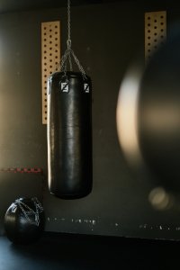 boxing bag hanging in gym