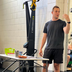 personal trainer talking at a nutrition seminar