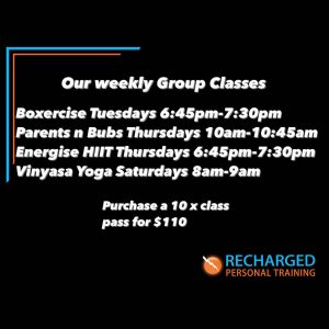 a schedule of the weekly group classes