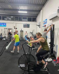 people working out in a gym
