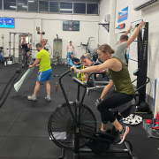 people working out in a gym