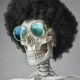 skeleton in wig and glases